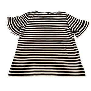 J.Crew Womens Size M Black & White Striped Ruffle Sleeve Top